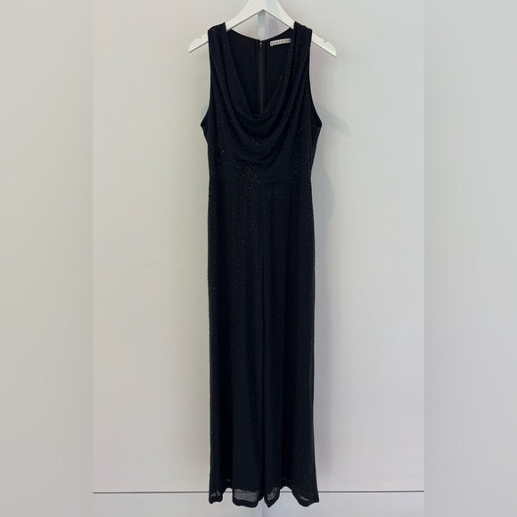 ALICE + OLIVIA BLACK CRYSTAL WIDE LEG JUMPSUIT SIZE US 8 NWOTS!